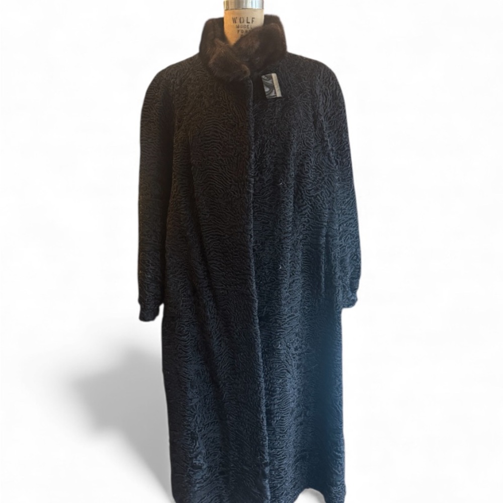 Astrakhan Fur Coat custom made with Mink collar. Stunning 🤩